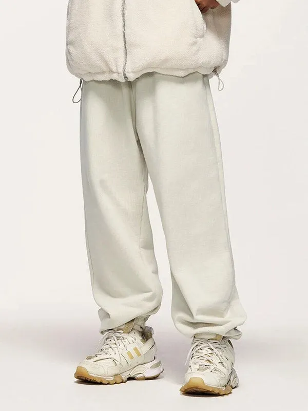 Cream Wide Leg Heavyweight Jogger Pants