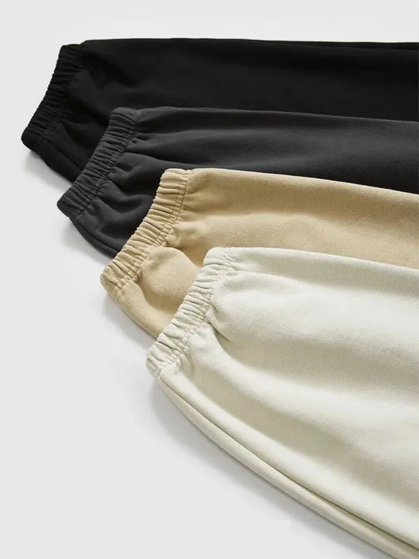 Cream Wide Leg Heavyweight Jogger Pants