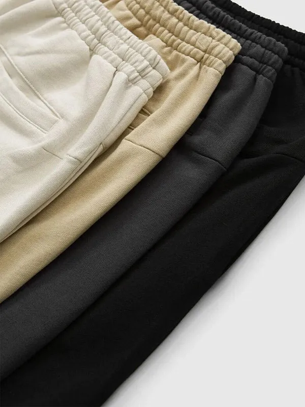 Cream Wide Leg Heavyweight Jogger Pants