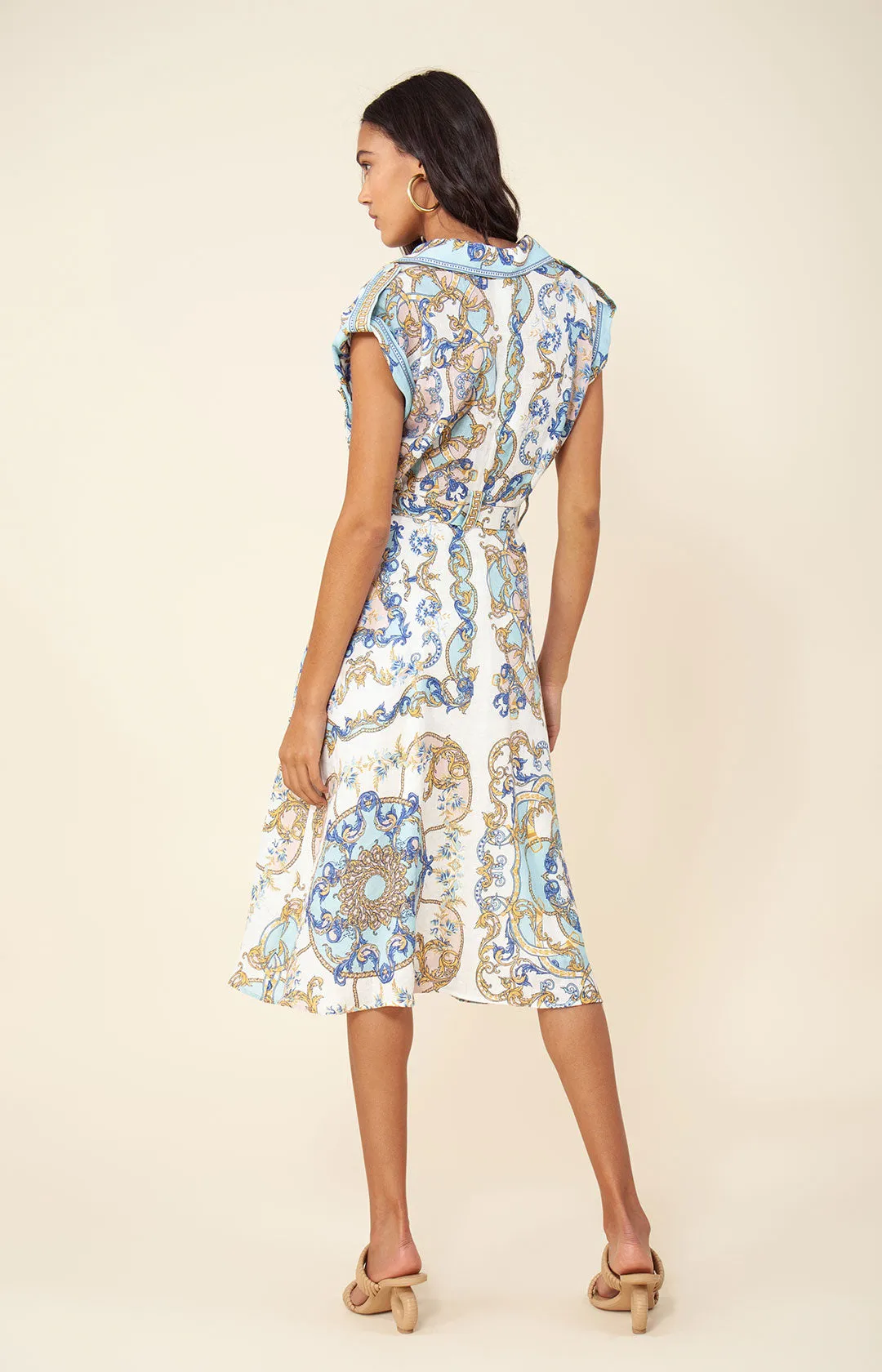Daisie Belted Linen Midi Dress