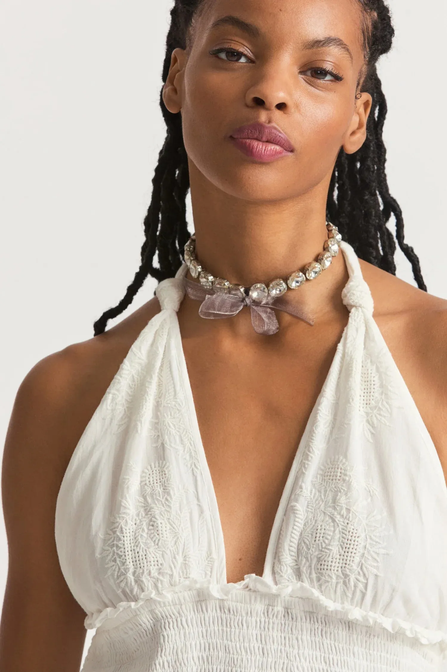 Deanna Halter Dress ~ True White
