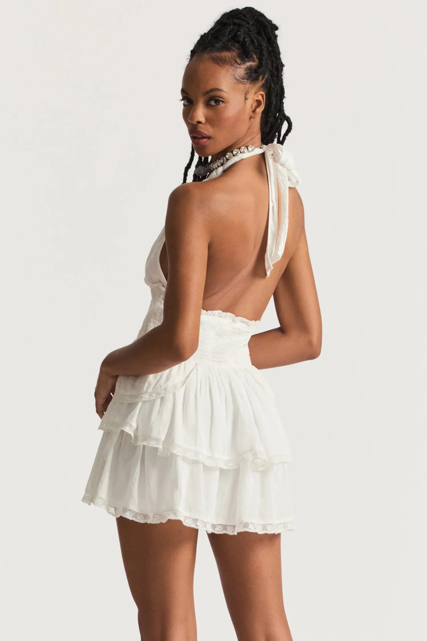 Deanna Halter Dress ~ True White