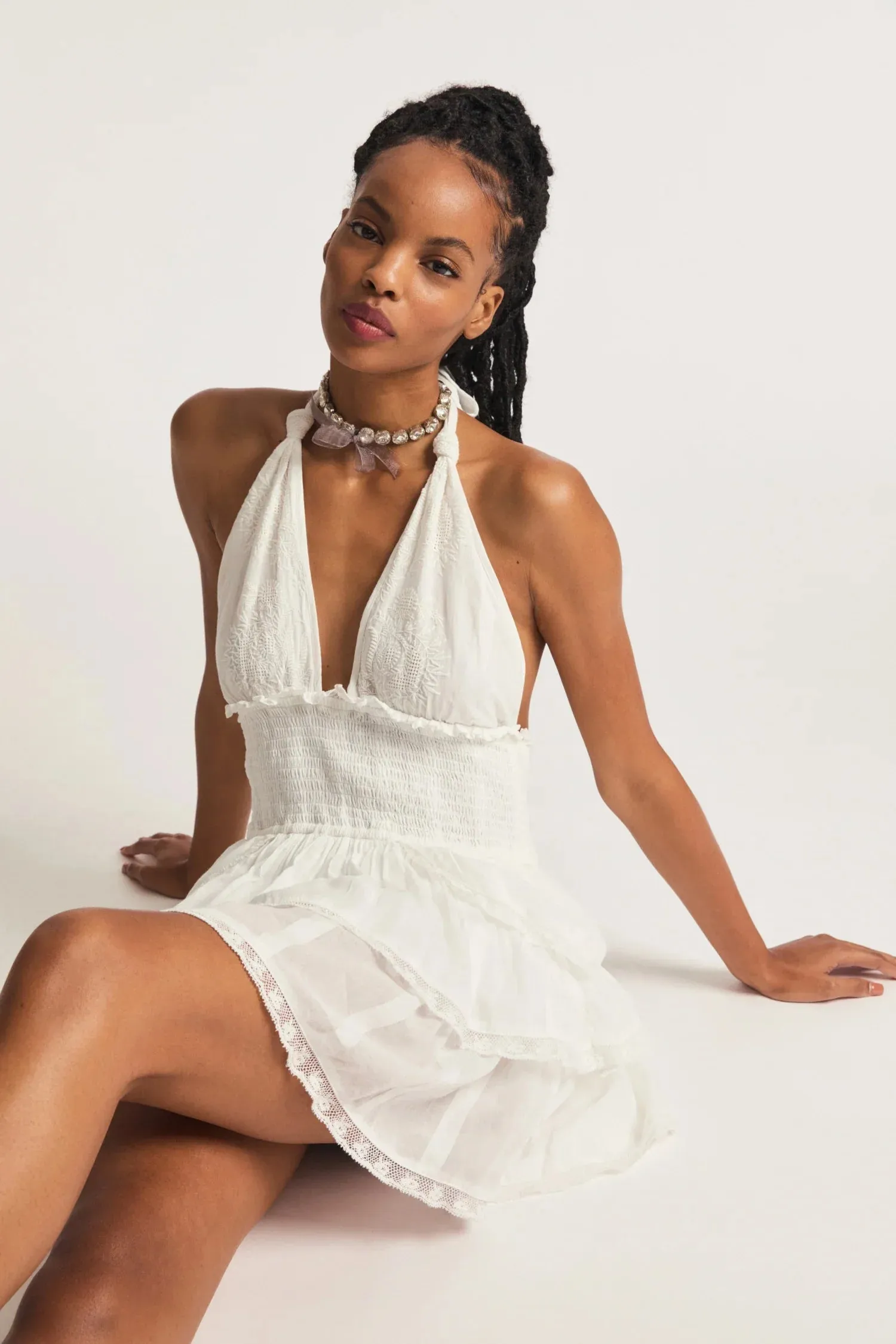 Deanna Halter Dress ~ True White