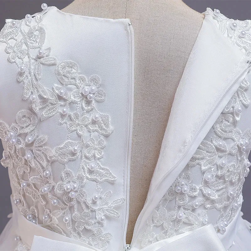 Girls Lace Embroidered Princess Formal Evening Party Dress