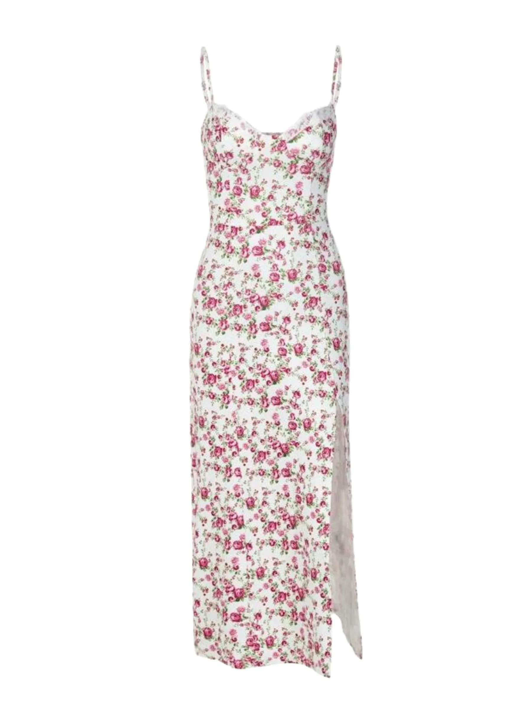 Hermione Floral Print Slit Midi Dress