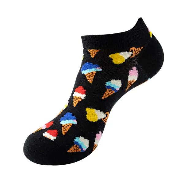 Ice Cream Pattern Low Cut Socks (One Size) 冰淇淋圖案船襪 (均碼) HS202287b