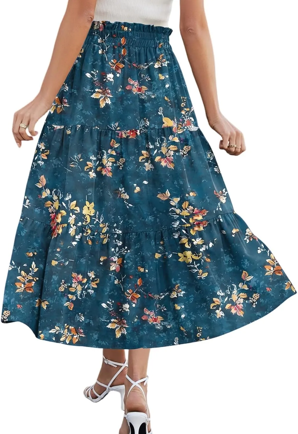 Long Hems Skirts Women Summer Partys Skirt Women's Cozy Slack Floral Expandable