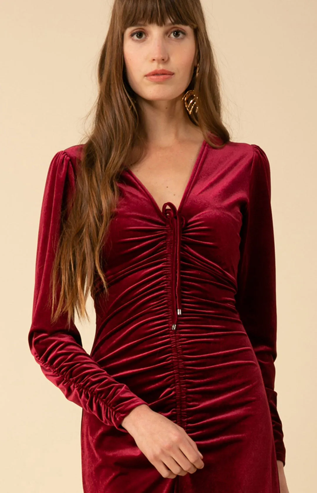 Lya Shirred Velvet Maxi Dress
