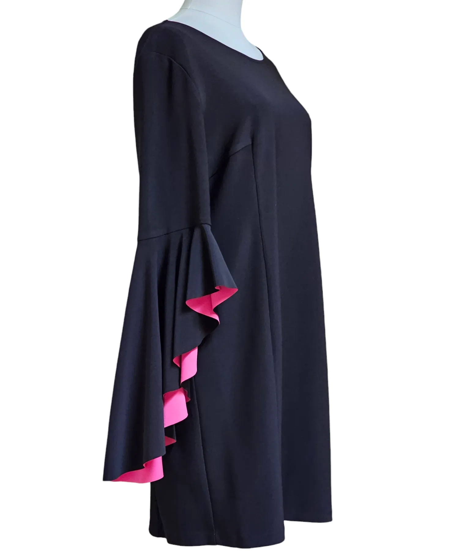 Nicole Miller Cocktail Spandex Little Black Dress Pink Romantic Statement Sleeves 14