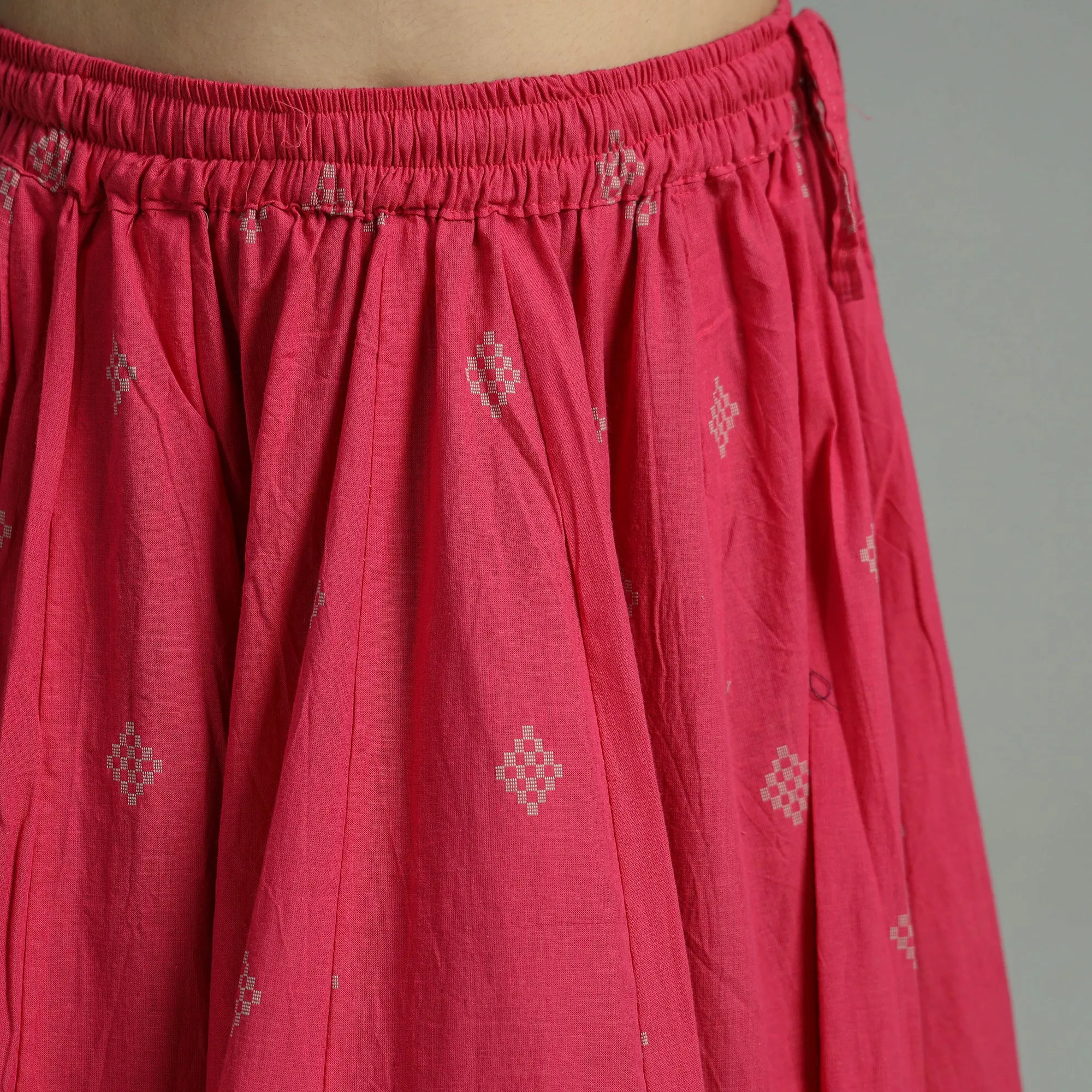 Pink - Jacquard Patchwork 24 Kali Cotton Long Skirt 14
