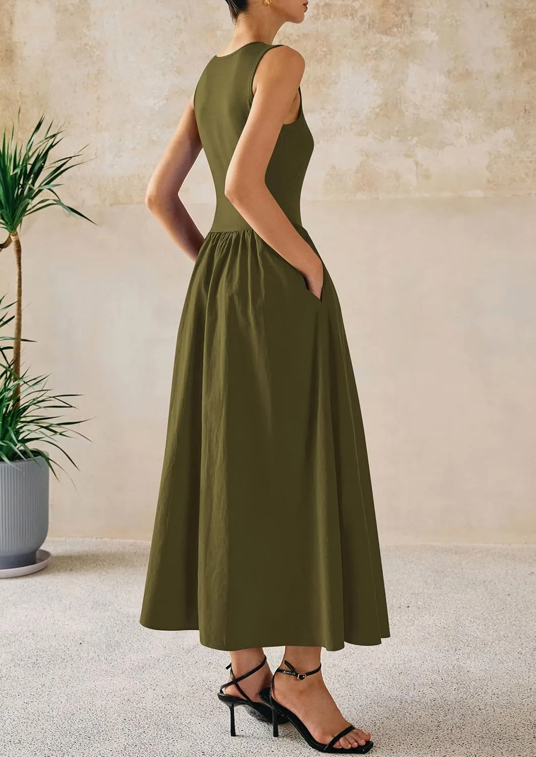 PRETTYGARDEN Women Maxi Dresses 2025 Summer Casual Sleeveless Patchwork Knit Tank Dress Flowy Beach Sundress Long Dress
