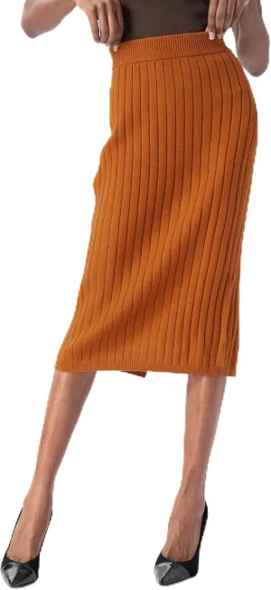 Sweater Skirts for Women Slit High Waisted Pencil Skirt Ribbed Knit Skirt Bodycon Midi Sweater Skirt Solid Casual