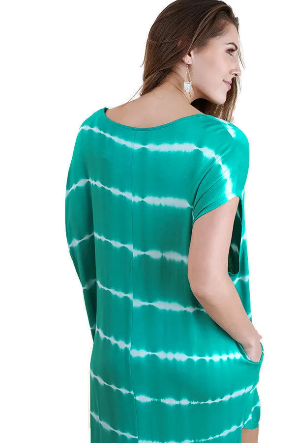 Tie Dye Oversize Pocket Dress, Jade