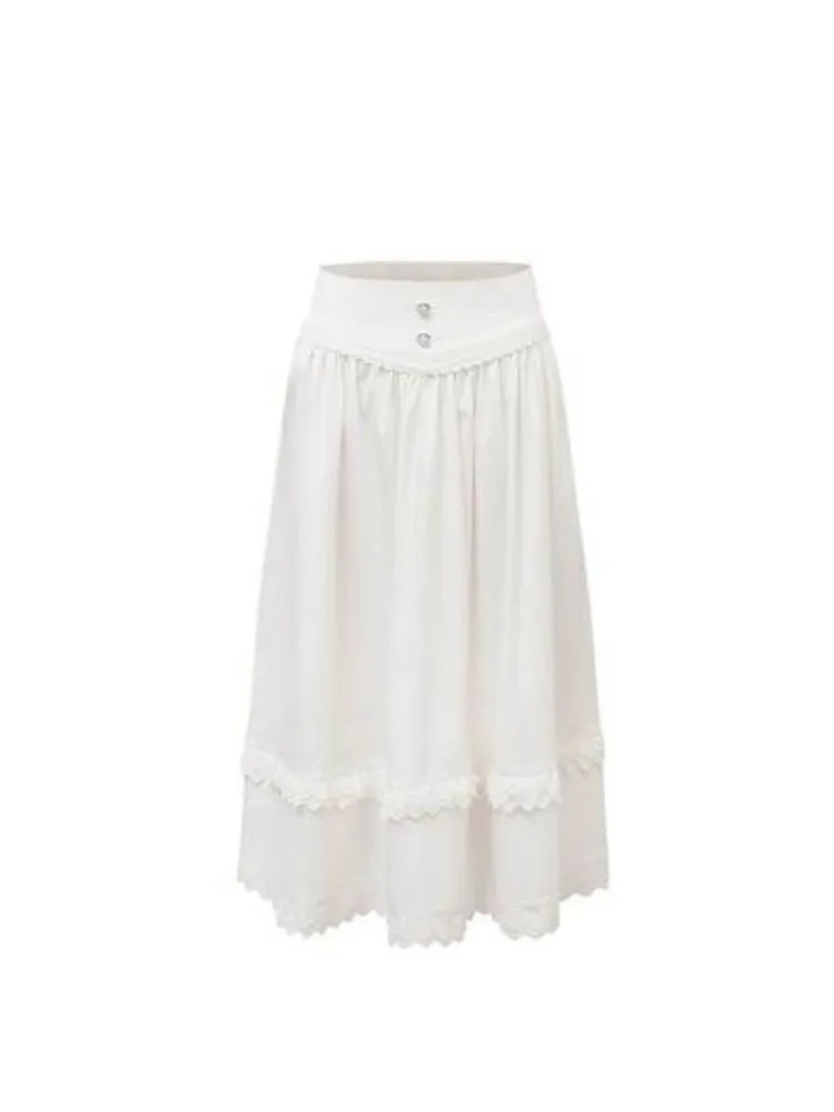V-Neck White Shirt and skirt【s0000003359】