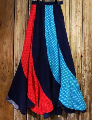Vintage Modern Juniors Corduroy Patchwork Skirt 70s