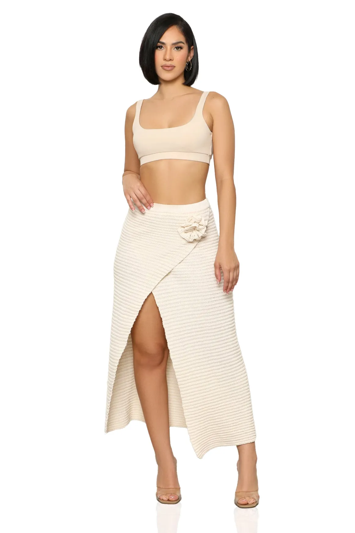 Wanderlust High Slit Skirt (Cream)