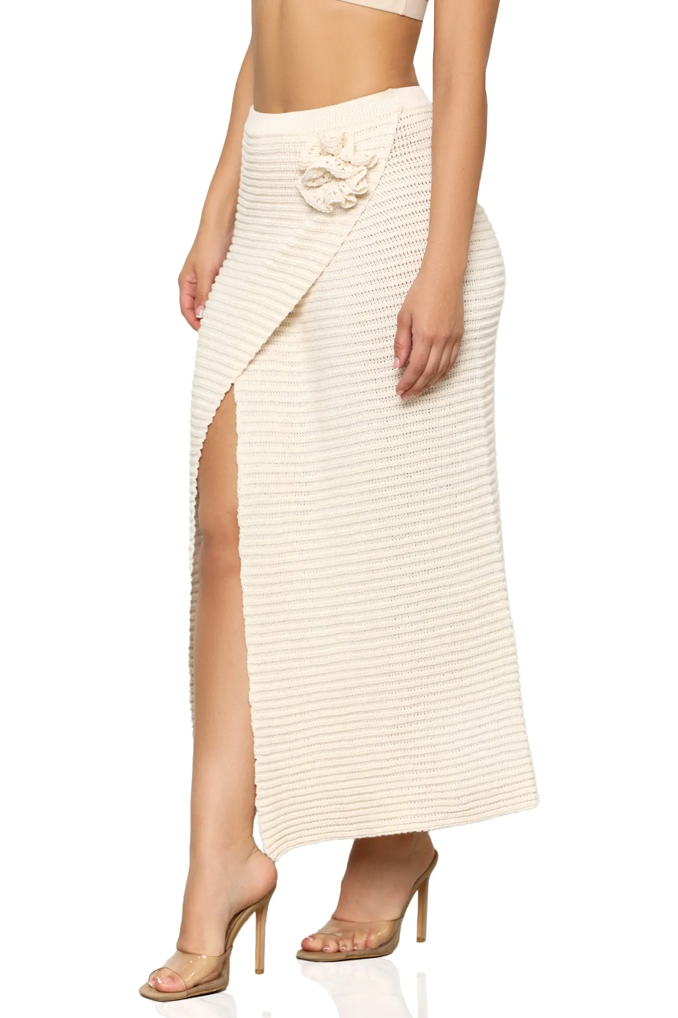 Wanderlust High Slit Skirt (Cream)