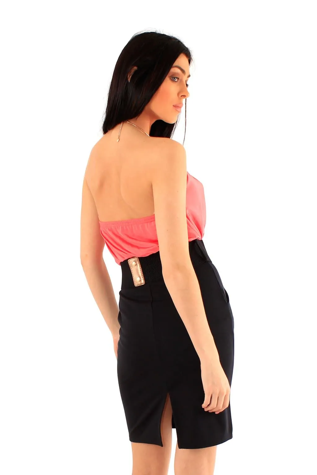 Women Halter Neck Belted Dress