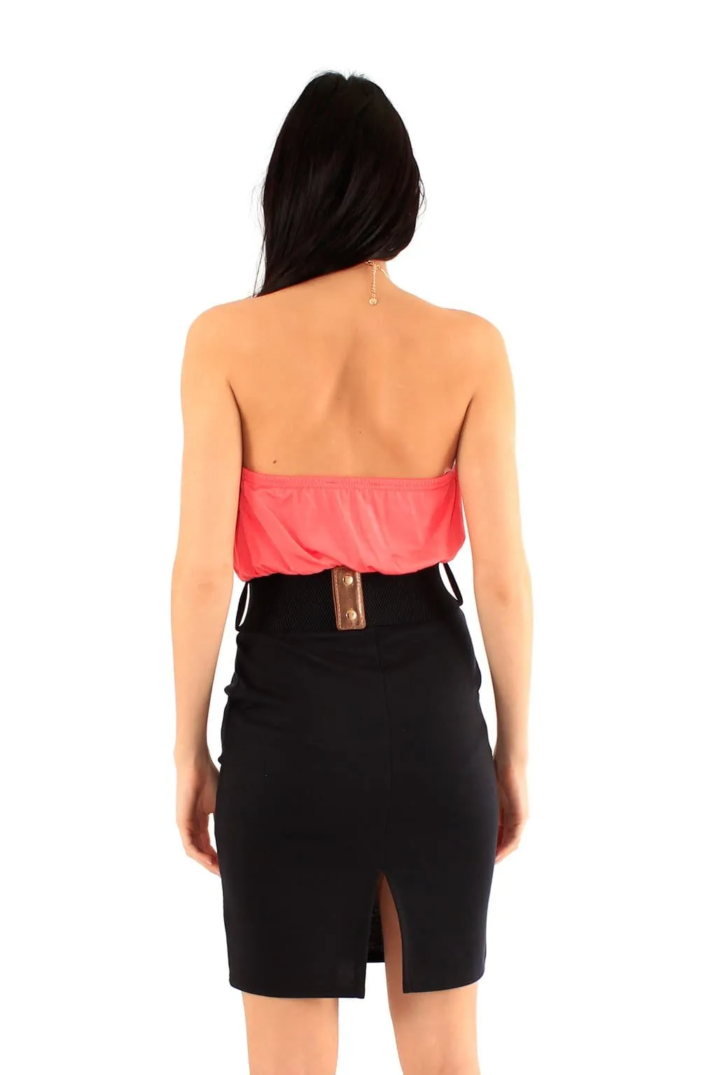 Women Halter Neck Belted Dress