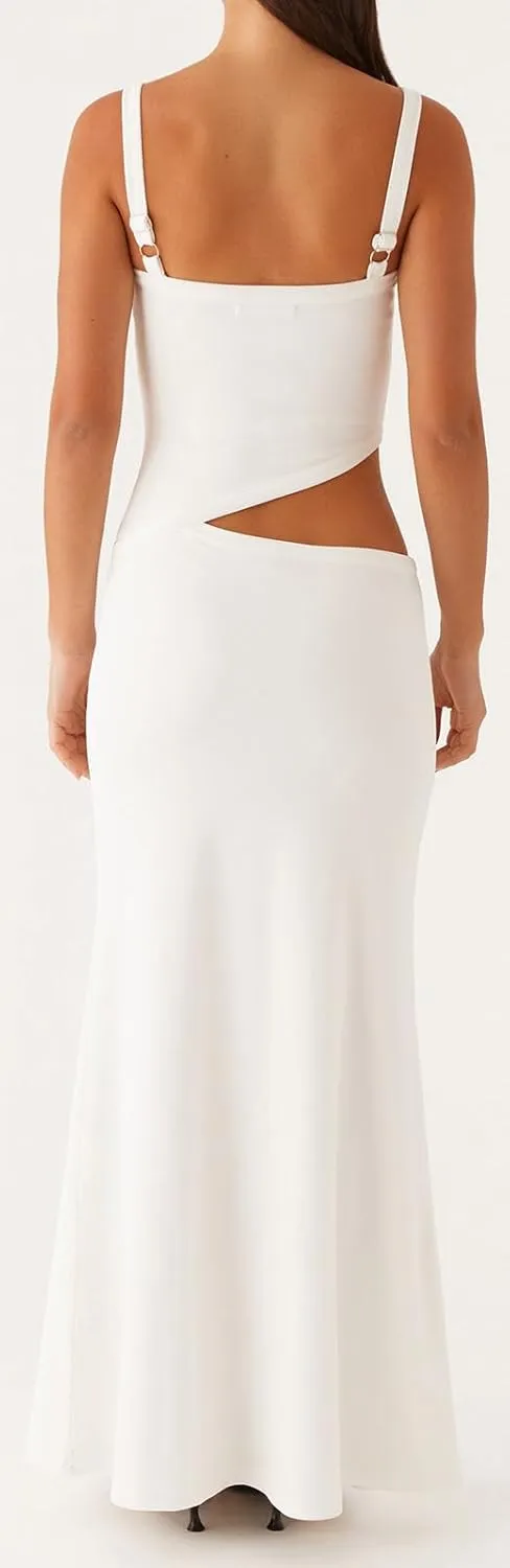 Women Spaghetti Strap Cut Out Maxi Dress Sleeveless V-Neck Backless Hollow Dress Elegant Bodycon Cocktail Dresses