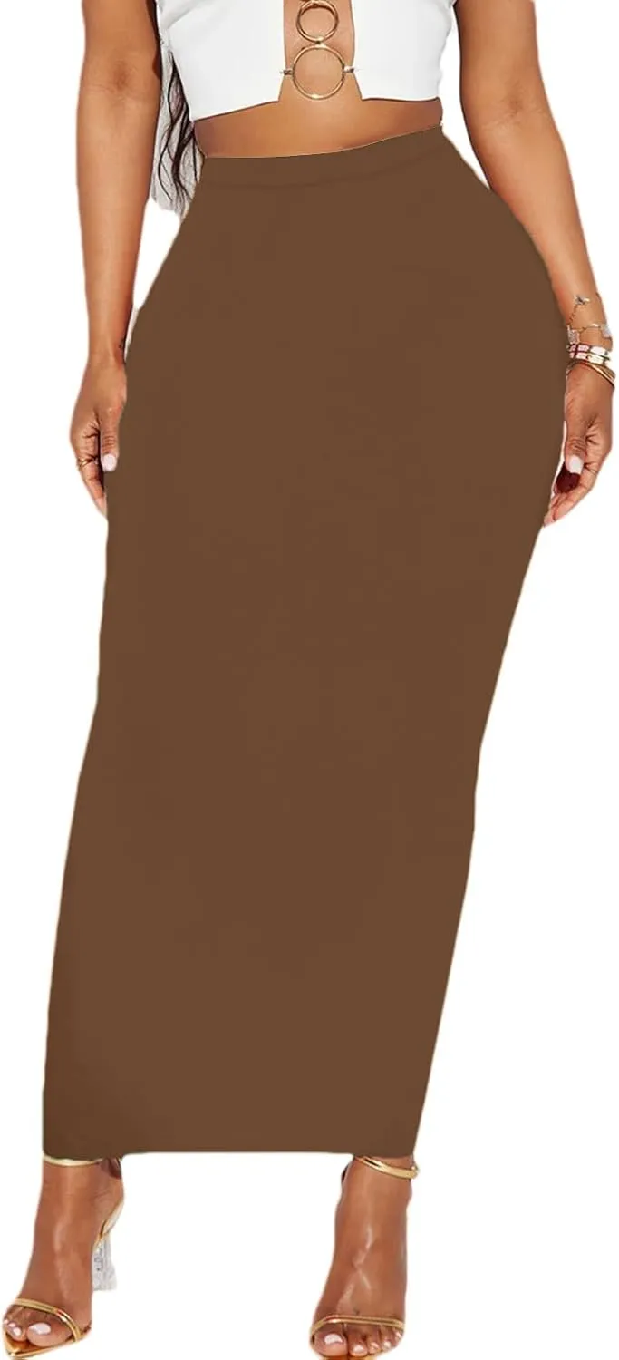 Women's Long Pencil Skirt - High Waisted Summer Fall Y2K Club Bodycon Tight Maxi Skirts