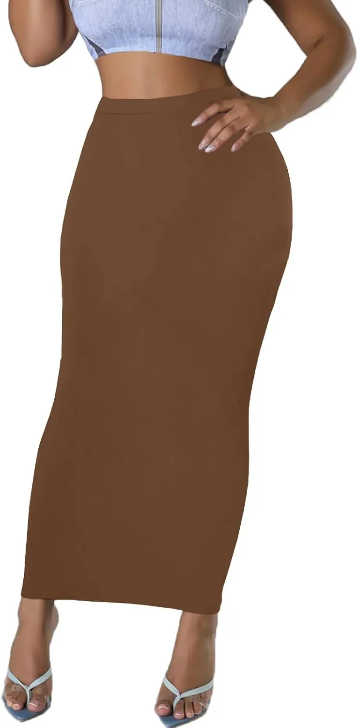 Women's Long Pencil Skirt - High Waisted Summer Fall Y2K Club Bodycon Tight Maxi Skirts