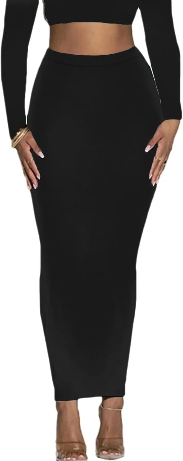 Women's Long Pencil Skirt - High Waisted Summer Fall Y2K Club Bodycon Tight Maxi Skirts