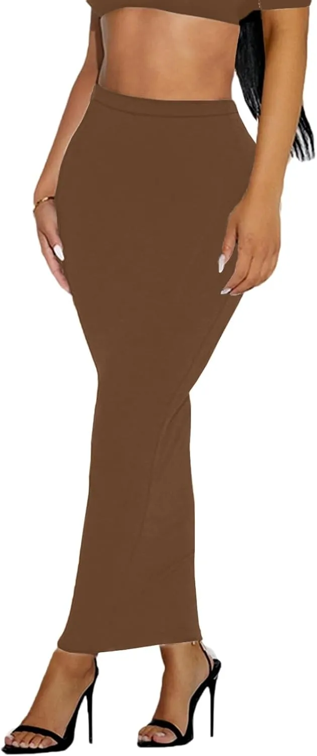 Women's Long Pencil Skirt - High Waisted Summer Fall Y2K Club Bodycon Tight Maxi Skirts