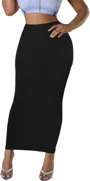 Women's Long Pencil Skirt - High Waisted Summer Fall Y2K Club Bodycon Tight Maxi Skirts