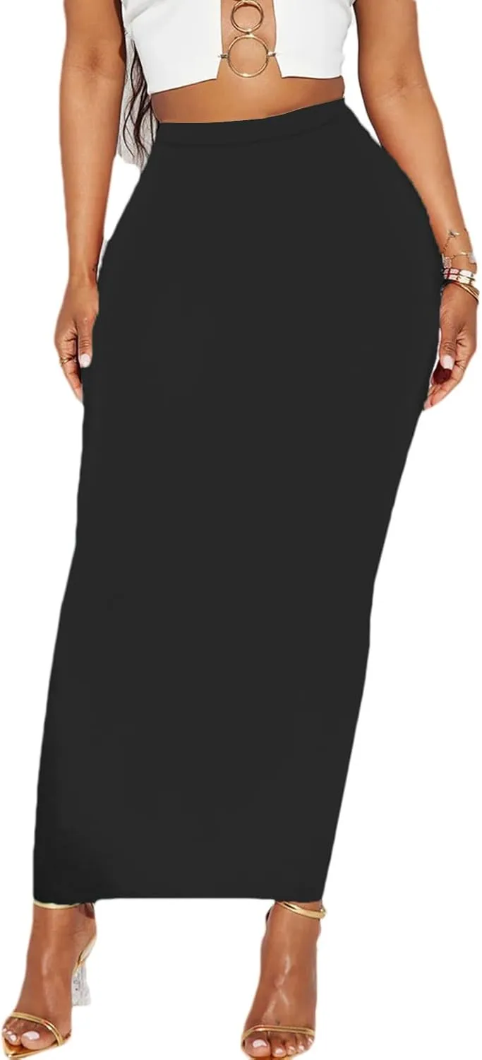 Women's Long Pencil Skirt - High Waisted Summer Fall Y2K Club Bodycon Tight Maxi Skirts