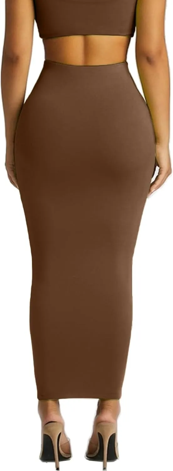 Women's Long Pencil Skirt - High Waisted Summer Fall Y2K Club Bodycon Tight Maxi Skirts