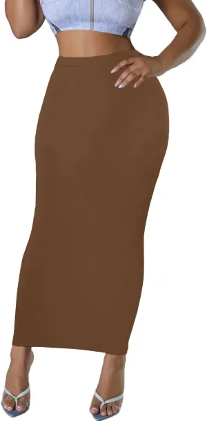 Women's Long Pencil Skirt - High Waisted Summer Fall Y2K Club Bodycon Tight Maxi Skirts