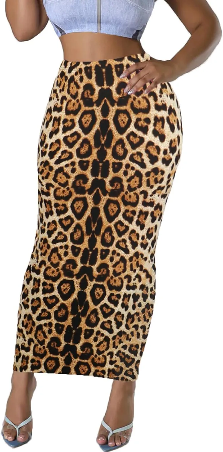 Women's Long Pencil Skirt - High Waisted Summer Fall Y2K Club Bodycon Tight Maxi Skirts