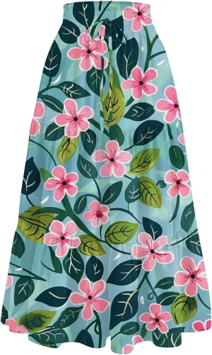 Women's Maxi Dresses 2025 Floral Maxi Skirt Summer Comfy Tiered Elastic High Waisted Skirts Vacation, S-XL