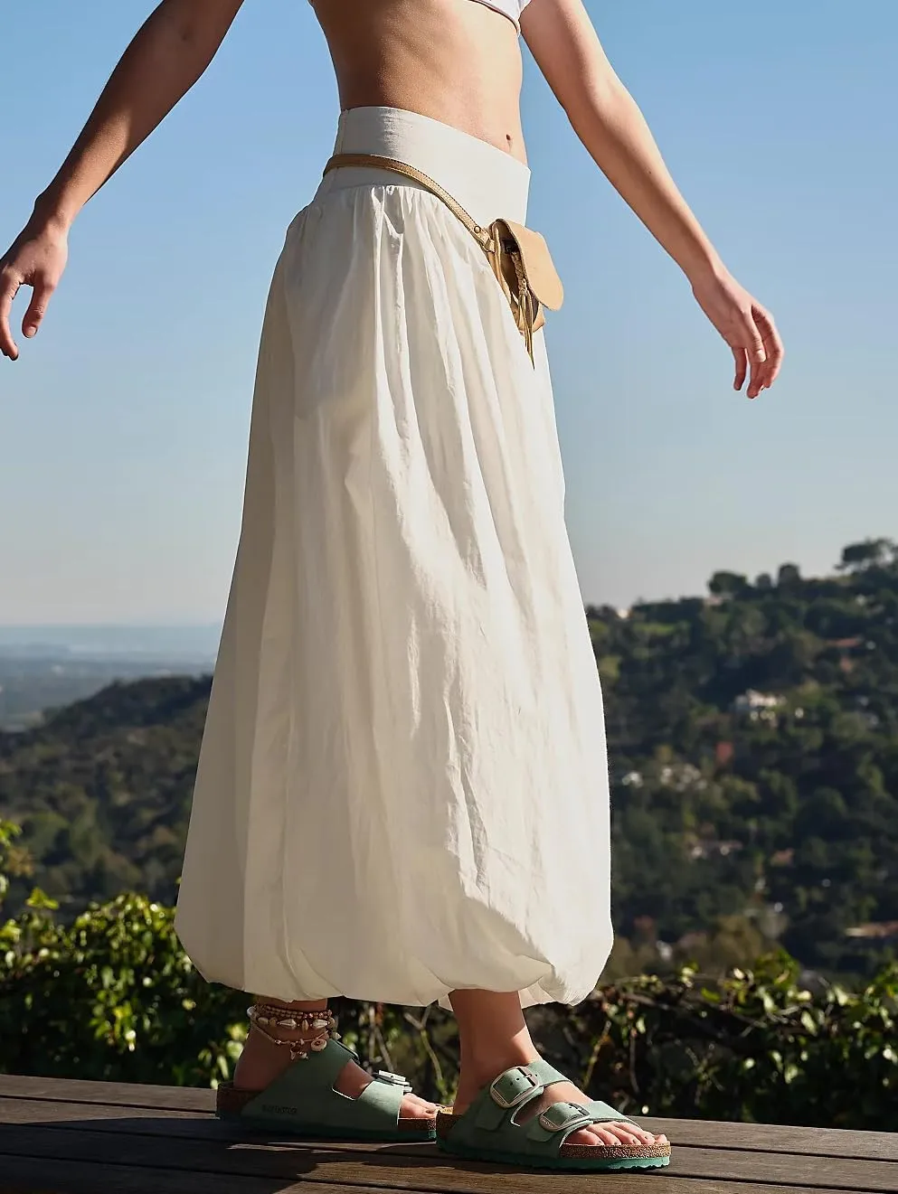 Y2k Cute Bubble Maxi Skirt for Women Low Rise Aline Flowy Puffy Long Skirt Fairy Ruffle Pleated Balloon Skirt