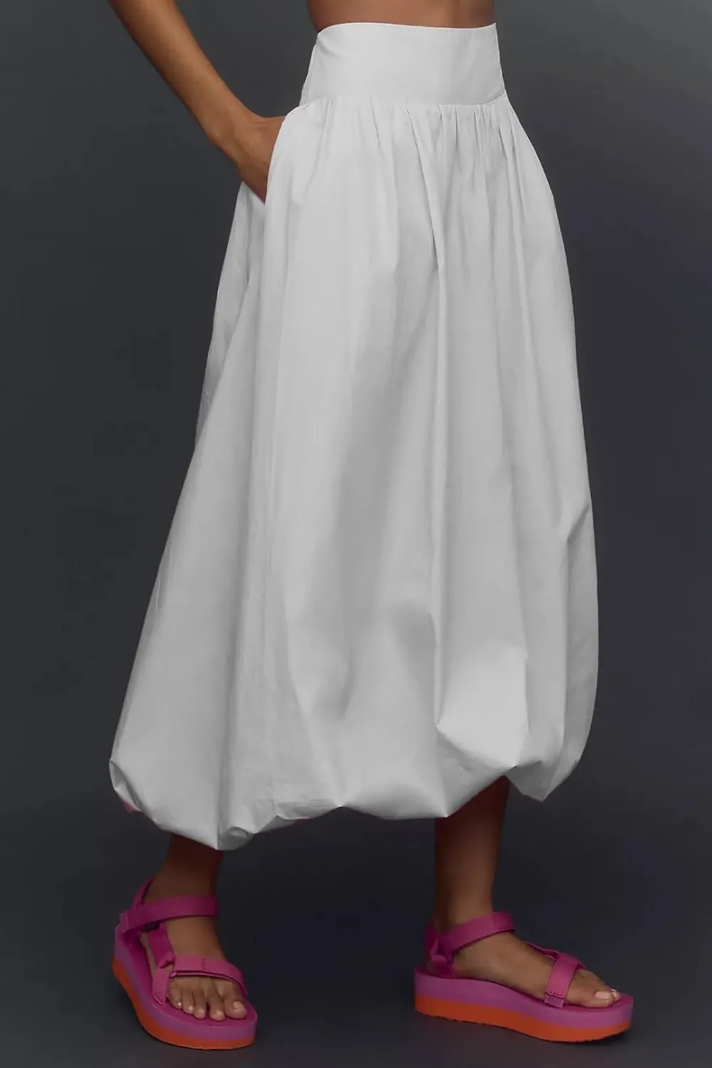 Y2k Cute Bubble Maxi Skirt for Women Low Rise Aline Flowy Puffy Long Skirt Fairy Ruffle Pleated Balloon Skirt